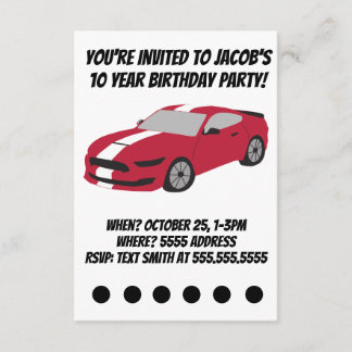 Red car boys/men Geburtkarte Einladung