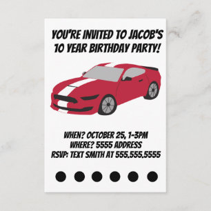 Red Car Jungs/Herren Geburtkarte Einladung