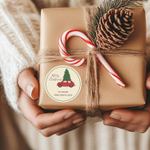 Red Car mit Weihnachtsbaum | Minimalistisch Vintag