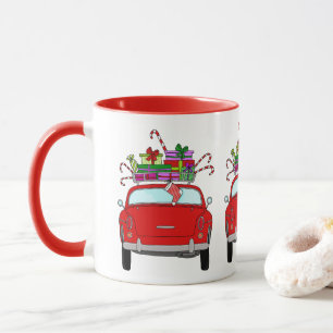 Red Car mit Weihnachtsgeschenke Tasse