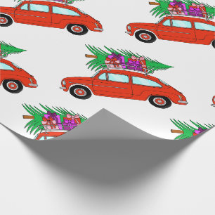 Red Car mit Weihnachtsgeschenkpapier Geschenkpapier