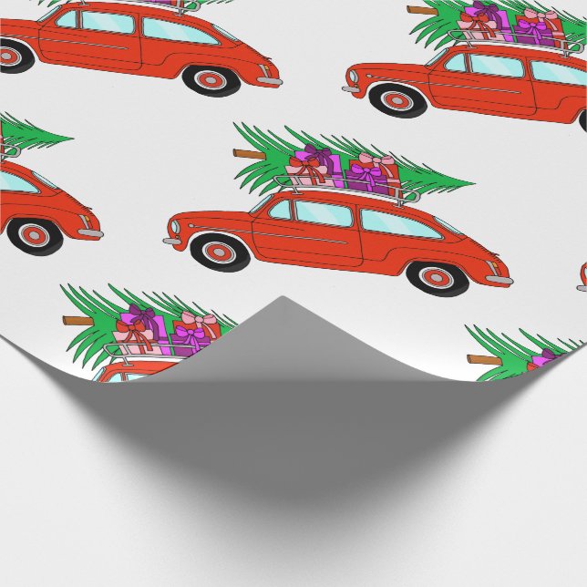 Red Car mit Weihnachtsgeschenkpapier Geschenkpapier (Ecke)