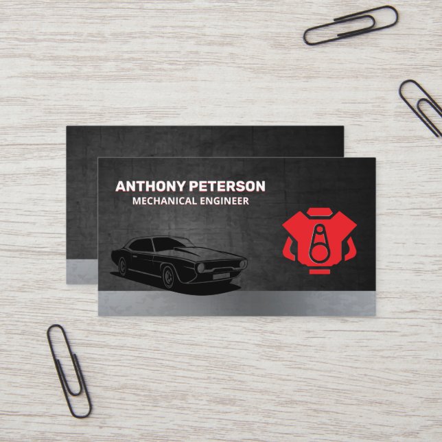 Red Car Motor | Auto Shop | Jahrgangswagen Visitenkarte (Vorderseite/Rückseite Beispiel)