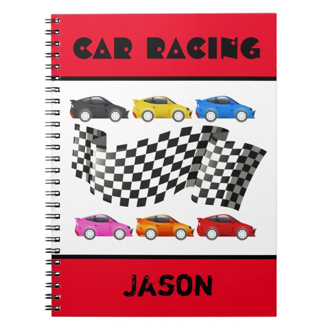 Red Car Racing Spiral Notebook Notizblock (Vorderseite)