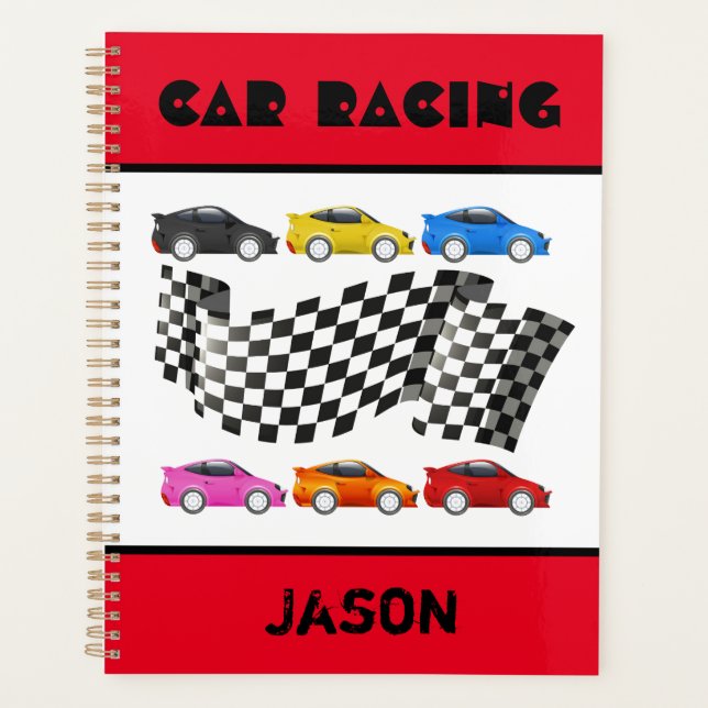 Red Car Racing Spiral Planner Notebook Planer (Vorderseite)