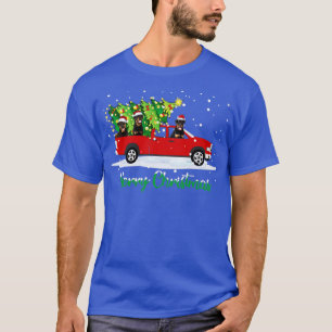 Red Car Truck Weihnachtsbaum Weihnachtsmann Weihna T-Shirt