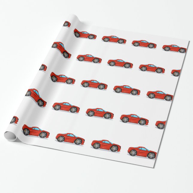 Red Car Tuning Geschenkpapier (Ungerollt)