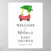 Red Car Weihnachtsbaum Babydusche Begrüßungszeiche