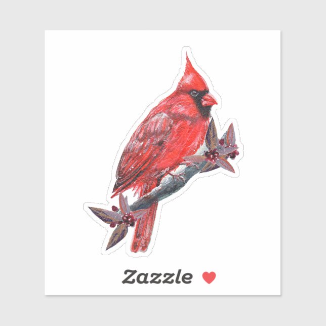 Red cardinal bird sticker Renee Lavoie (Blatt)