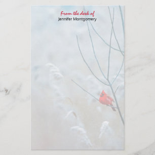 Red Cardinal in Winter Nature Foto von Christmas Briefpapier