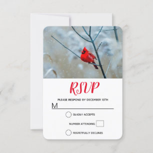 Red Cardinal in Winter Nature Foto von Christmas RSVP Karte