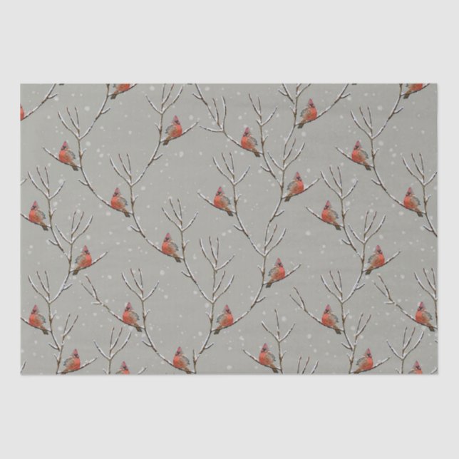 Red Cardinal Perched, wir haben Tree Branch Tissue Seidenpapier (Vorderseite)