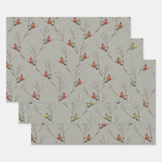Red Cardinal Perched, wir haben Tree Branch Wrappi Geschenkpapier Set