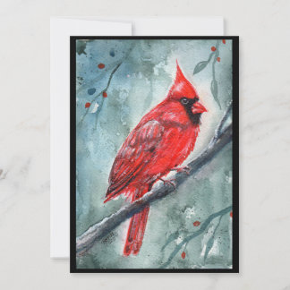 Red cardinal watercolor design by Renee Lavoie Feiertagskarte
