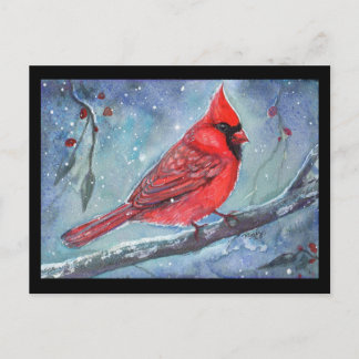 Red cardinal watercolor design by Renee Lavoie Postkarte