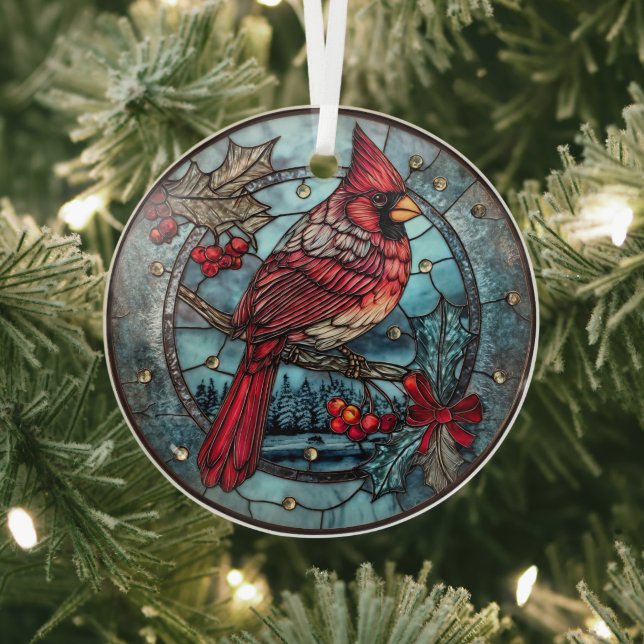 Red Cardinal Winter Scene  Ornament Aus Glas (InSitu)