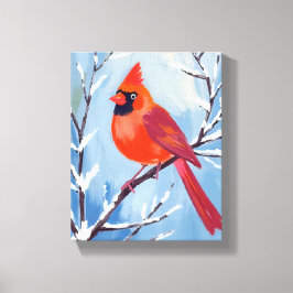 Red Cardinal | Winter Watercolor Holiday Leinwanddruck