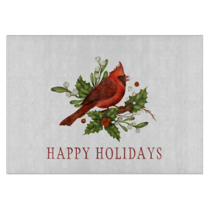 Red Carinal Holly Berries Mistletoe Weihnachten Schneidebrett