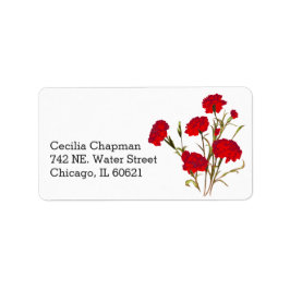 Red Carnation Blume Personalisierte Rücksendeadres Adressaufkleber