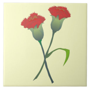 Red Carnation Buds Decorative Tile Fliese