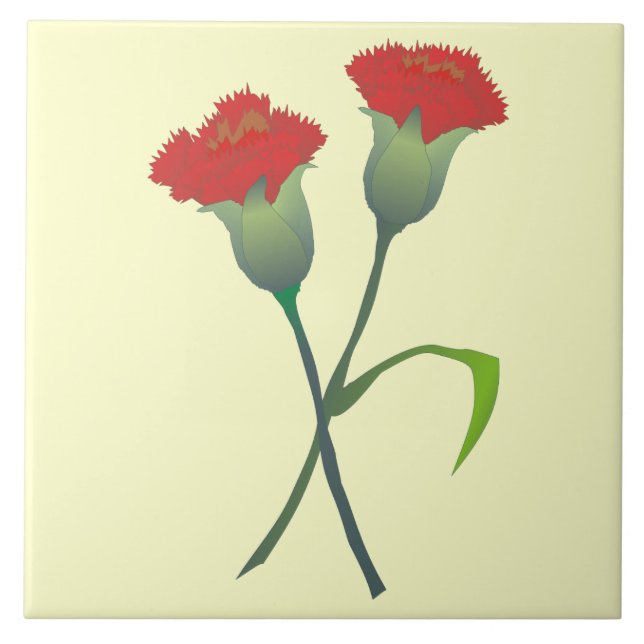 Red Carnation Buds Decorative Tile Fliese (Vorderseite)