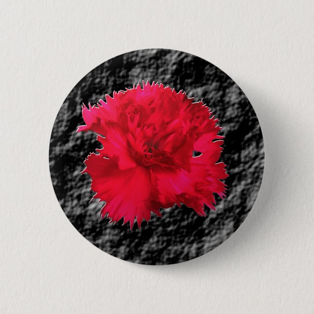 Red Carnation Floral Fantasy Button (Vorderseite)