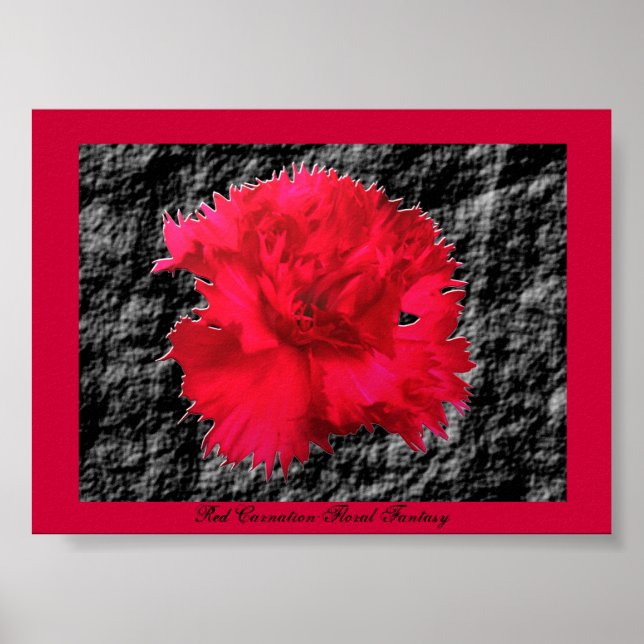 Red Carnation Floral Fantasy Print Poster (Vorne)