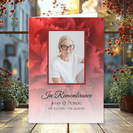 Red Carnation Floral Funeral Service Folded Programm