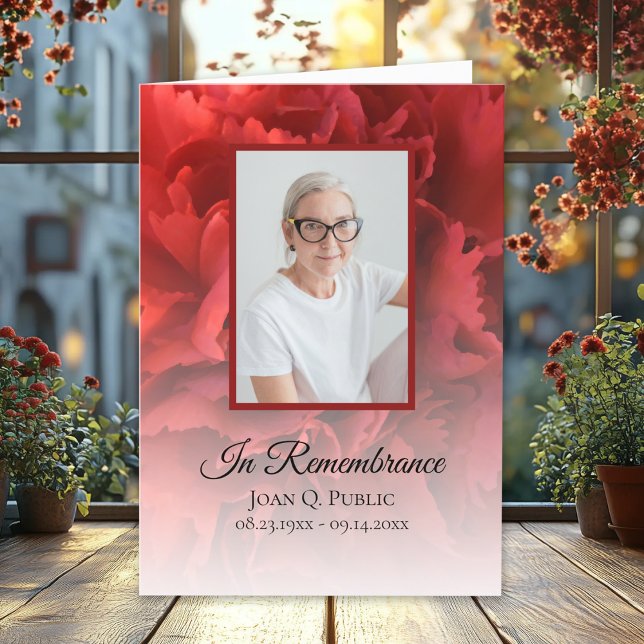 Red Carnation Floral Funeral Service Folded Programm (Von Creator hochgeladen)
