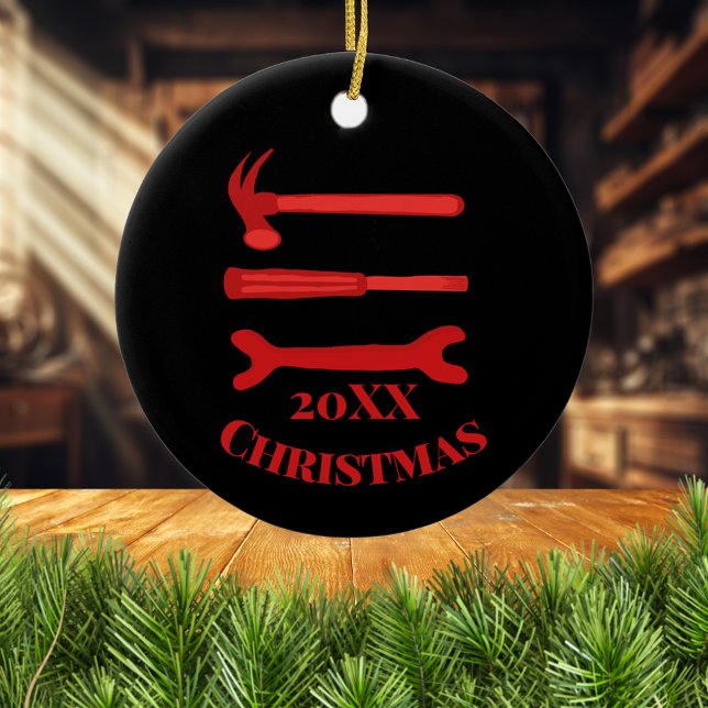 Red Carpenters Tools 2022 Weihnachten Keramik Ornament (Von Creator hochgeladen)