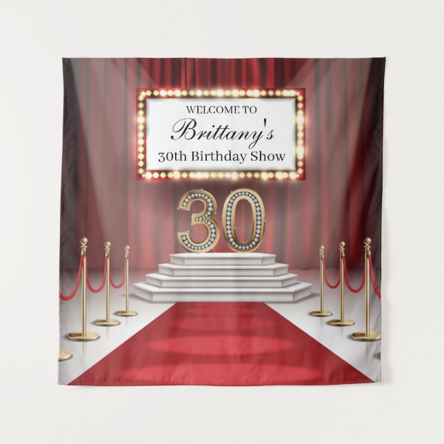 Red Carpet 30th Birthday Show Backdrop banner Wandteppich (Vorderseite)