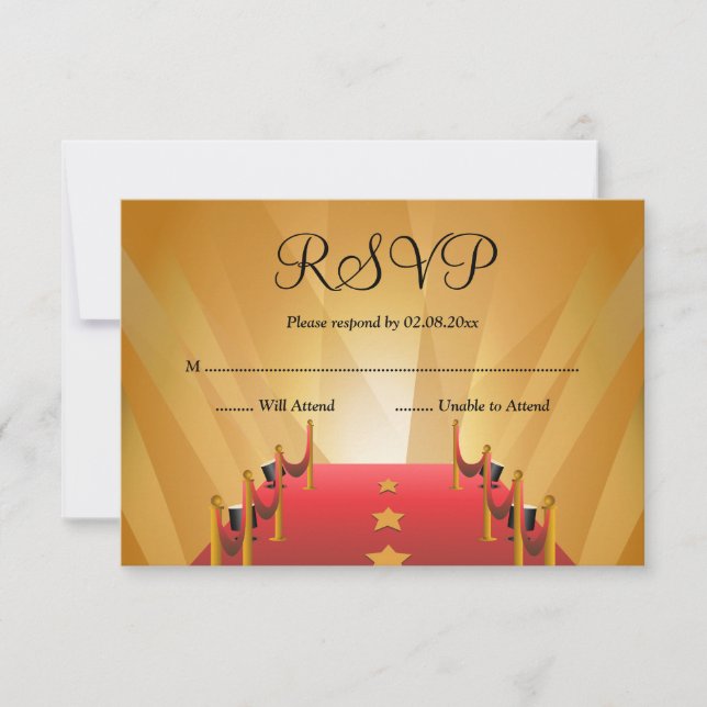 Red Carpet Hollywood Star Bat Mitzvah UAWG RSVP Karte (Vorderseite)