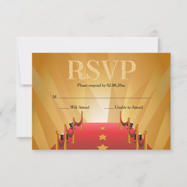 Red Carpet Hollywood Star UAWG RSVP Karte (Vorderseite)