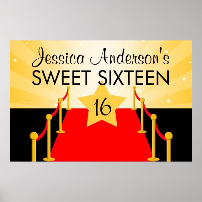 Red Carpet Hollywood Sweet 16 Birthday Party Poster (Vorne)