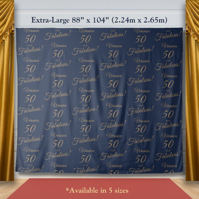 Red Carpet & Repeat Gold Navy 50 Fabulous Birthday Wandteppich (Von Creator hochgeladen)