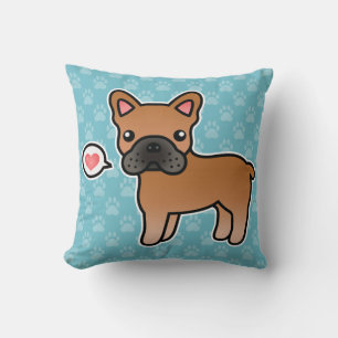 Red Cartoon French Bulldog Liebe Kissen