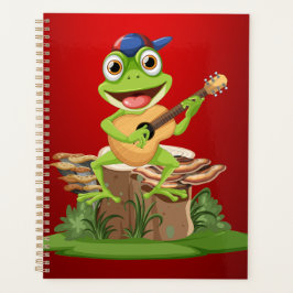 Red Cartoon Frog Playing Guitar Planer