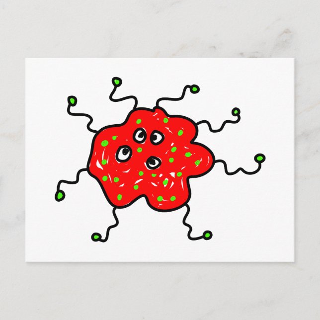 Red Cartoon Germ Postkarte (Vorderseite)