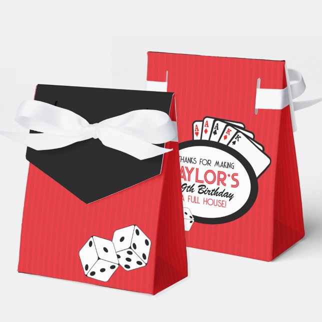 Red Casino Dice Poker Gastgeschenk Box Geschenkschachtel (Red Casino Dice Poker Birthday Party Favor Boxes with Personalized Thank You Back)