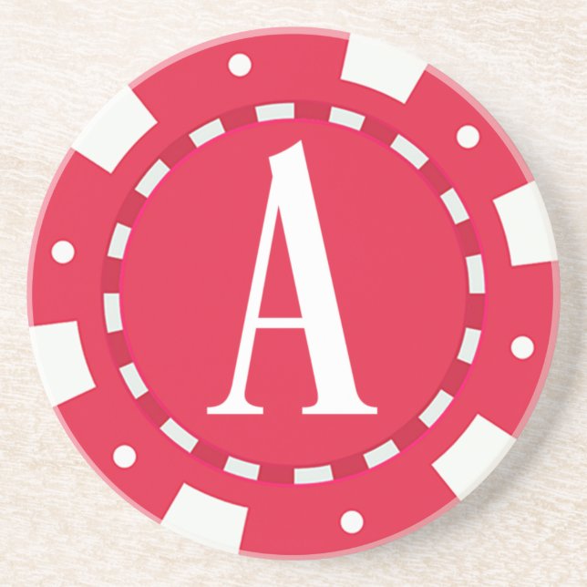 RED CASINO POKER CHIP MONOGRAM INITALSCHREIBEN A GETRÄNKEUNTERSETZER (Vorne)