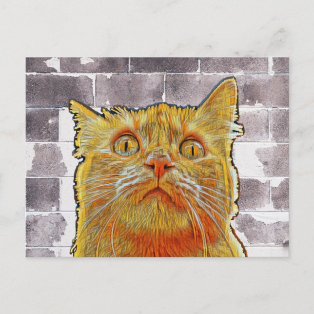 Red Cat in Trouble. Postkarte (Vorderseite)