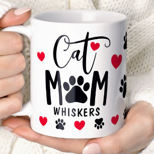 Red Cat Mama Pawprint Personalisiert Pet Foto Kaffeetasse