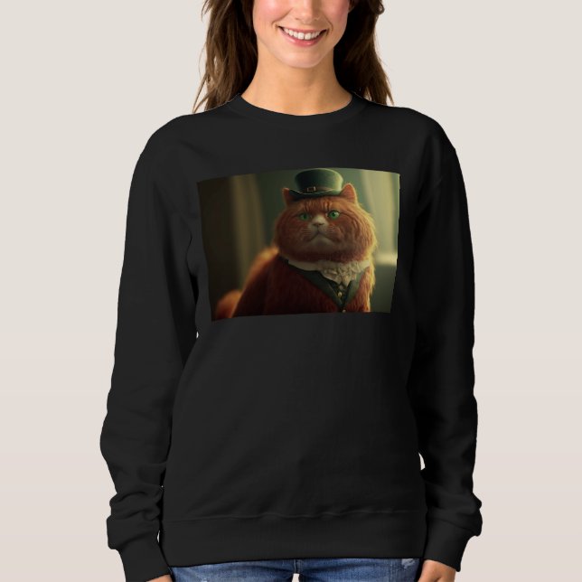 Red Cat wearing for celebrating St Patrics Day Sweatshirt (Vorderseite)