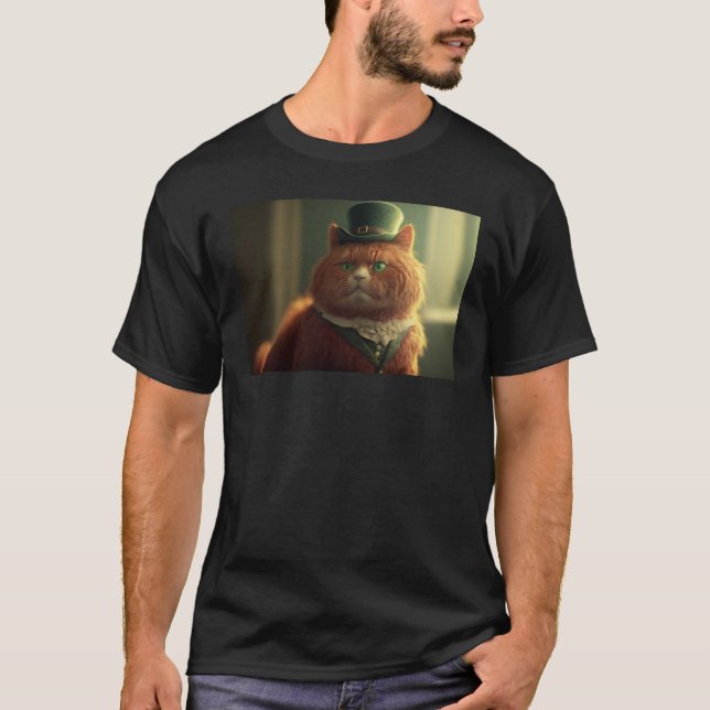 Red Cat wearing for celebrating St Patrics Day T-Shirt (Vorderseite)