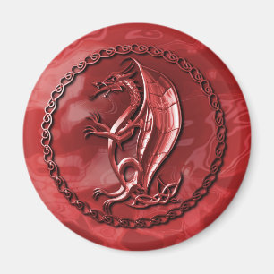 Red Celtic Dragon Magnet
