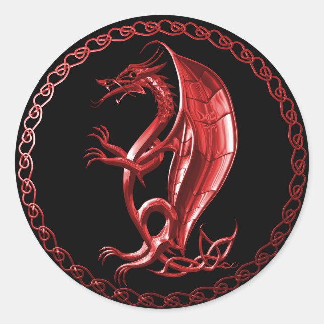 Red Celtic Dragon Sticker (Vorderseite)