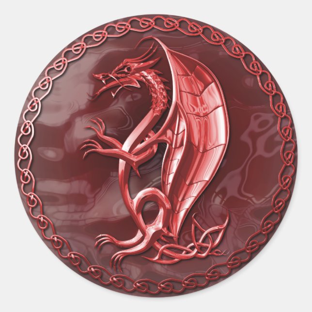 Red Celtic Dragon Sticker (Vorderseite)