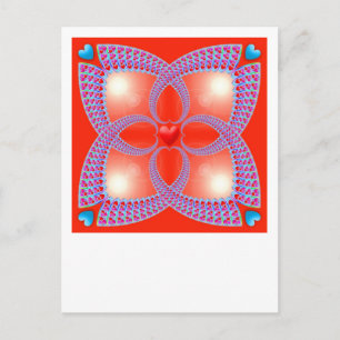 Red Celtic Heart Fraktal Pattern Postkarte