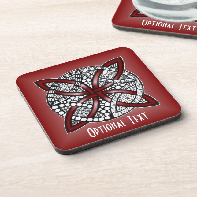 Red Celtic Knot Original Art Untersetzer (Linke Seite)