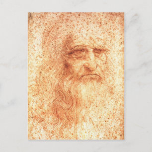 Red Chalk Leonardo da Vinci Selbstporträt Postkart Postkarte